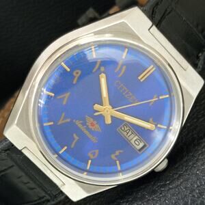 Vintage 1975 Citizen Automatic Mens Silver Watch W/daydate & Gold accents